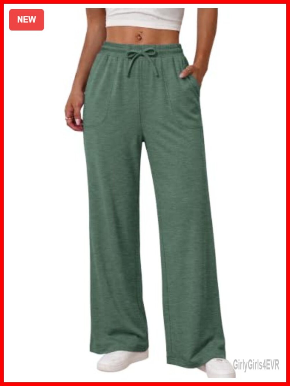 Wide Leg High Waist Sweatpants with Pockets Drawstring Lounge Pants